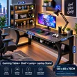 4-in-1 Gaming Desk Combo with Shelf, Lamp & Laptop Stand (Black) - 3