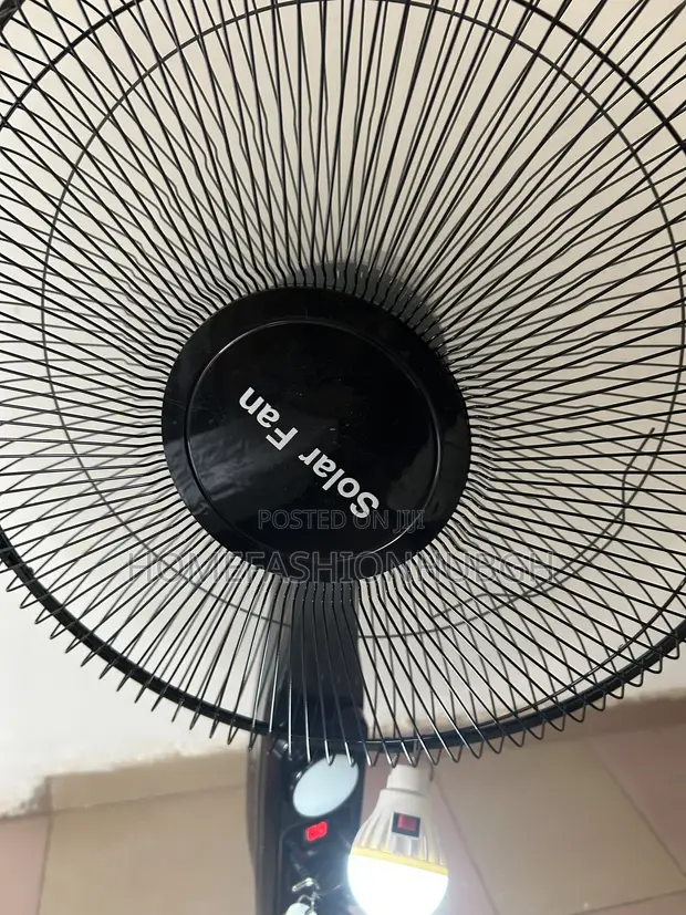 Solar Rechargeable Fan with Remote & LED Bulbs - 1