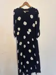 M&S Navy and White Abstract Spot-Print Midaxi Tea Dress - 3