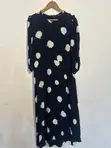 M&S Navy and White Abstract Spot-Print Midaxi Tea Dress - 4