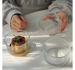 3 Pcs 200ml Hammered Glass Dessert Ramekins