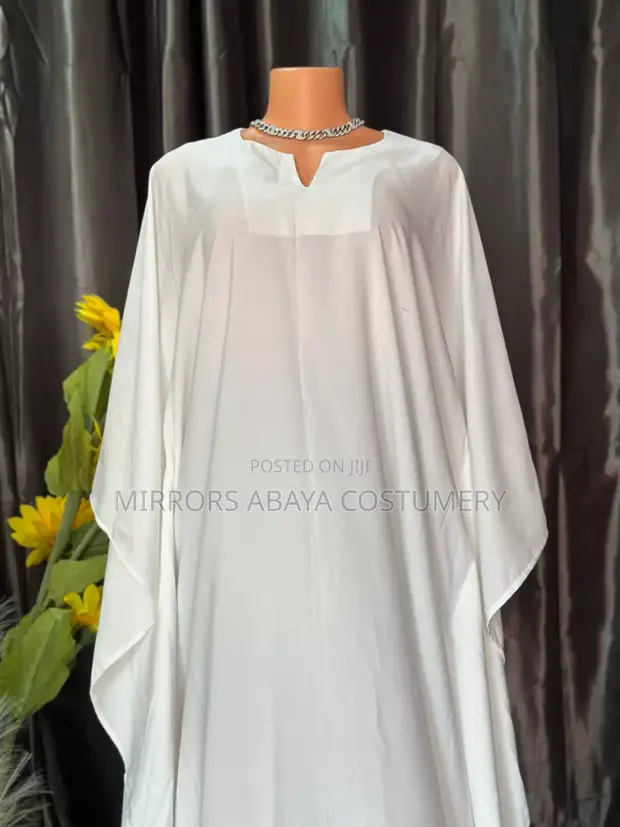 White Plain Bubu Kaftan Dress - 1