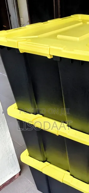 Plastic Storage Containers - Black with Yellow Cover