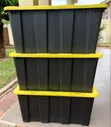 Plastic Storage Containers - Black with Yellow Cover - 3