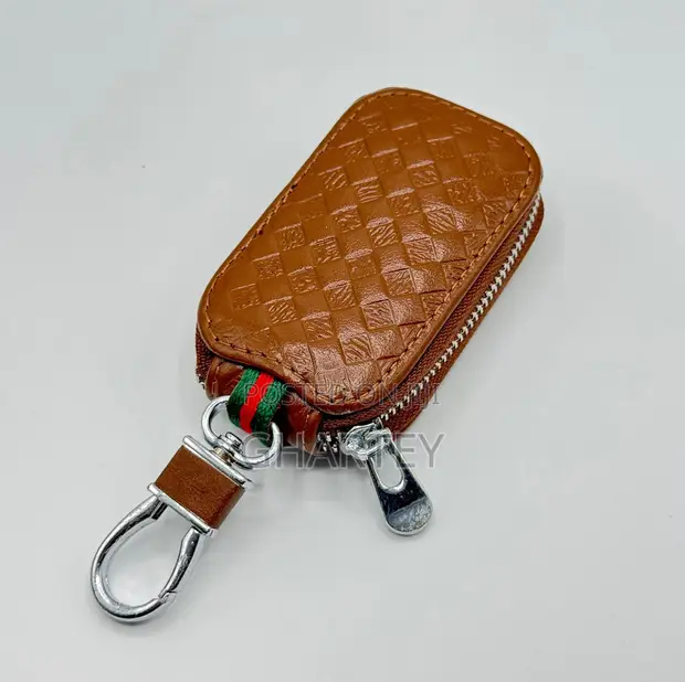 Premium Leather Key Fob Cover with Clip for Honda - 1