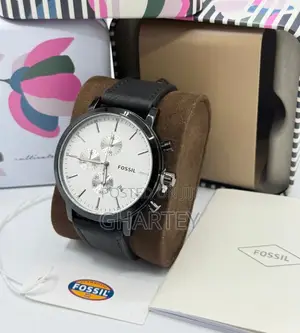 Fossil Men's Classic Chronograph Leather Watch - Silver Black