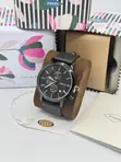 Fossil Men's Classic Chronograph Leather Watch - Silver Black - 2