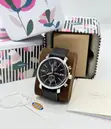Fossil Men's Chronograph Watch - Black Dial Genuine Leather Strap - 1
