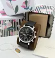 Fossil Men's Chronograph Watch - Black Dial Genuine Leather Strap - 5