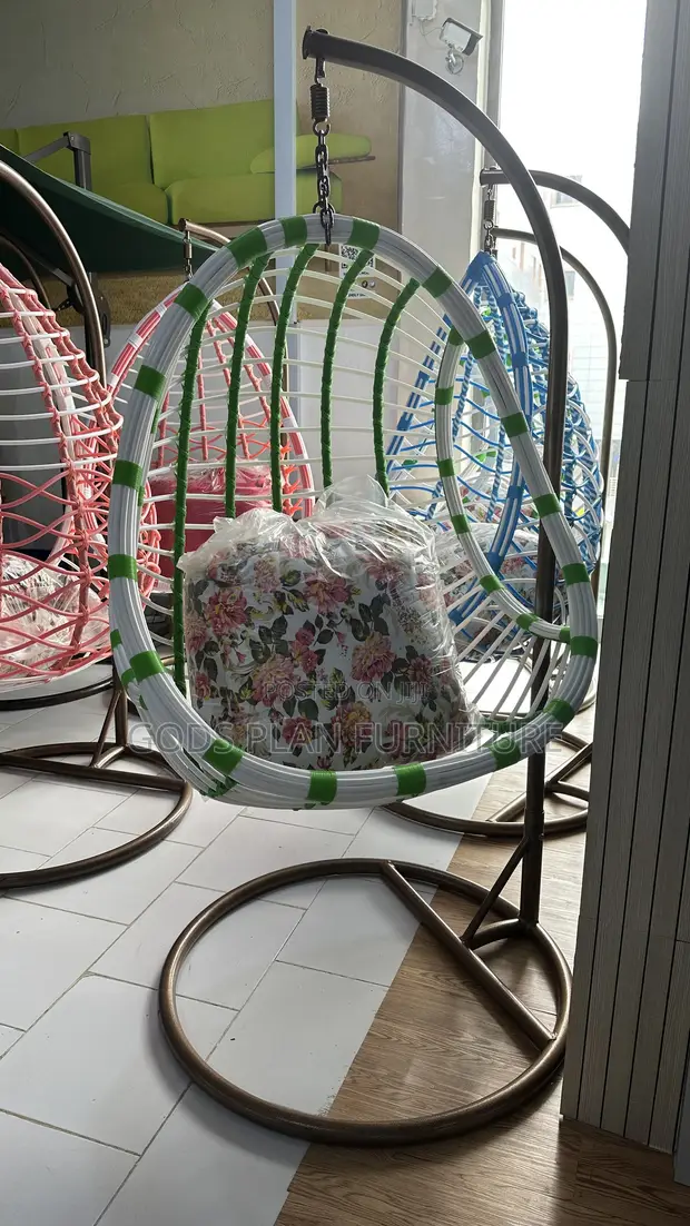 Green & White Garden Swing Chair - 1