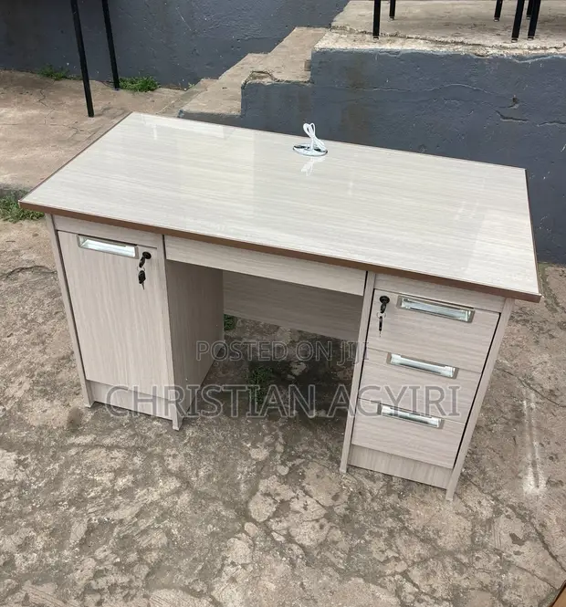Office Desk / Computer Table with Glass Top & Drawers - 1