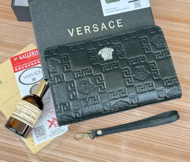 Versace Genuine Leather Medusa Detail Men's Handbag - 1