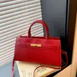 Women's Classic Lock-Closure Satchel Handbag - 3