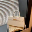 Women's Classic Lock-Closure Satchel Handbag - 4