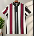 New Men's Striper Quarter-Zip Polo - Red/Black/White - 1