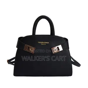 Modern Belted Leatherette Handbag - Top Handle Bag