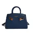 Modern Belted Leatherette Handbag - Top Handle Bag - 2