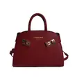 Modern Belted Leatherette Handbag - Top Handle Bag - 4