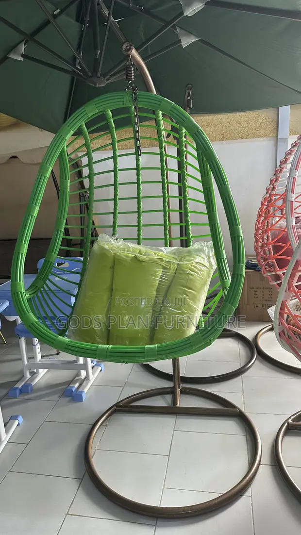 Green Garden Swing Chair with Pillows - 1