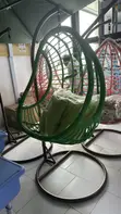 Green Garden Swing Chair with Pillows - 4