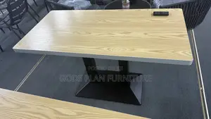 4-Seater Bar Table - Wood Top, Stainless Steel Base