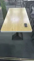4-Seater Bar Table - Wood Top, Stainless Steel Base - 3