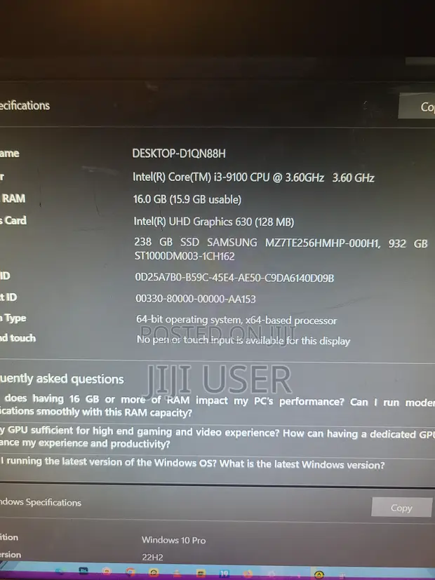 MSI Desktop Computer - Intel Core i3, 16GB RAM, 1TB HDD+SSD - 1