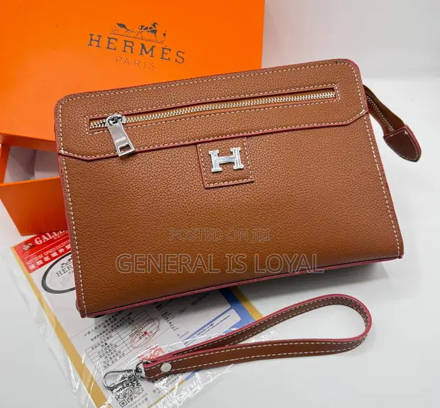 Hermes Brown Leather Clutch/Purse - 1