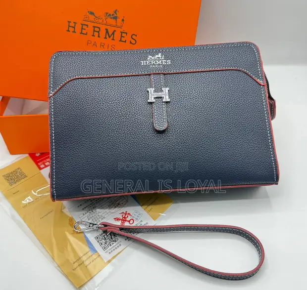 Hermes Navy Blue Leather Clutch/Handbag - 1