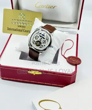 Cartier Skeleton Mechanical Wristwatch - Brown Leather Strap