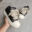 Rick Owens-Inspired Low-Top Sneakers - Black/White - 1