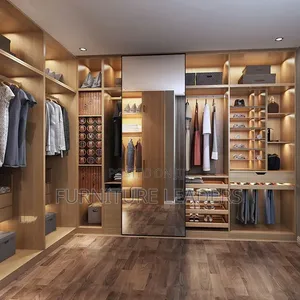 L-Shape Closet/Built-in Wardrobe with LED Lighting