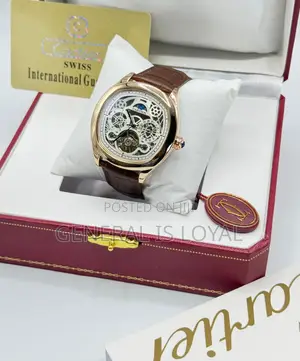 Cartier Rose Gold Automatic Skeleton Wristwatch