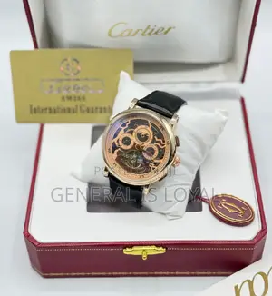 Gold-Tone Cartier Automatic Wristwatch with Skeleton & Multi-Dial