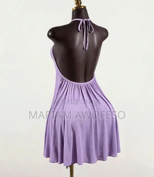 SaltGleam Pleated Backless Halter Mini Dress - 1