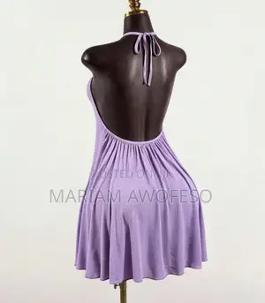 SaltGleam Pleated Backless Halter Mini Dress