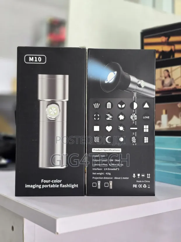 M10 Portable Flashlight Snoot with 4 Color Light & 20 Gobos - 1