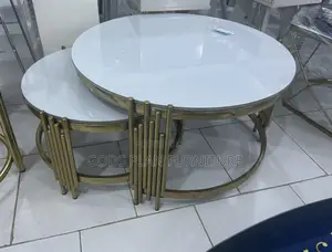 VIG Furniture Coffee Table T02(FM) - White Ceramic/Marble Top, Gold Stainless Steel