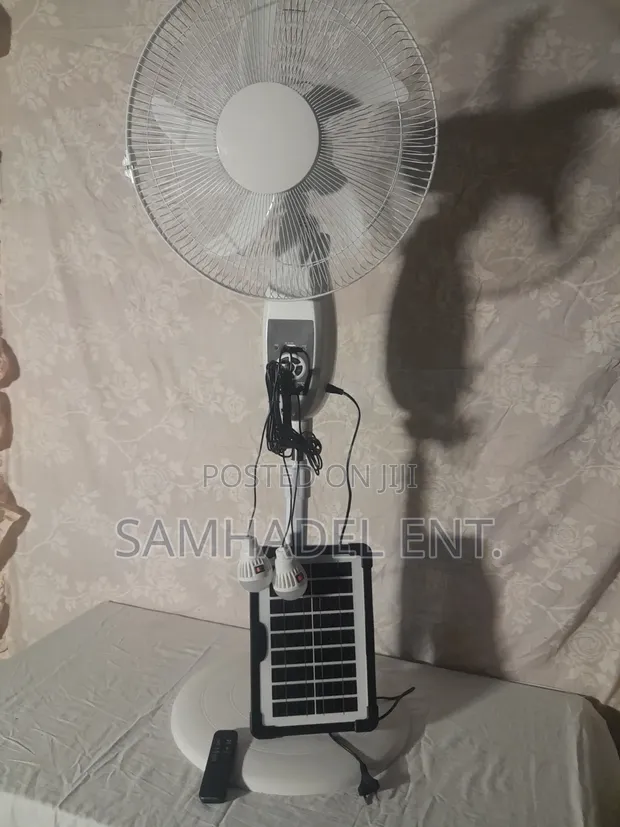 Rechargeable Solar/Electric Fan with Lights & Power Bank - 1