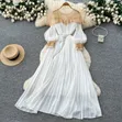 Elegance White/Wine Pleated Evening Gown with Beaded Collar - 4