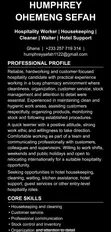 Hotel Receptionist CV - Hospitality Professional - 1