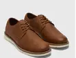 Men's Tan Faux Leather Derby Shoes - 1