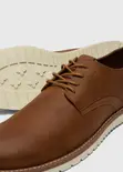Men's Tan Faux Leather Derby Shoes - 2