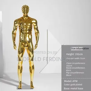 Large Gold Muscular Man Mannequin - Fiberglass