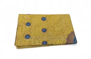 Original Vlisco Holland Wax 6 Yards - Yellow Blue Target Print