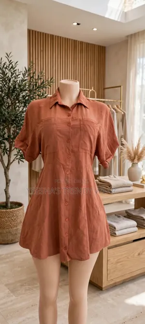 Terracotta Shirt Dress - Free Size