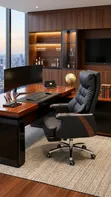 Royal Comfort Executive Office Chair - Black Faux Leather - 1