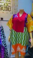 Colorful Bubu Dress - Women's Cotton V-Neck - 1
