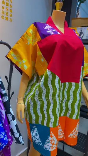 Colorful Bubu Dress - Women's Cotton V-Neck