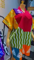 Colorful Bubu Dress - Women's Cotton V-Neck - 2